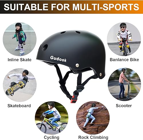 Miniatura 3 de Gudook Casco de bicicleta para adultos, jóvenes, niños, para patinaje multideportivo, patinaje en línea, BMX, desplazamiento, ajustable, para