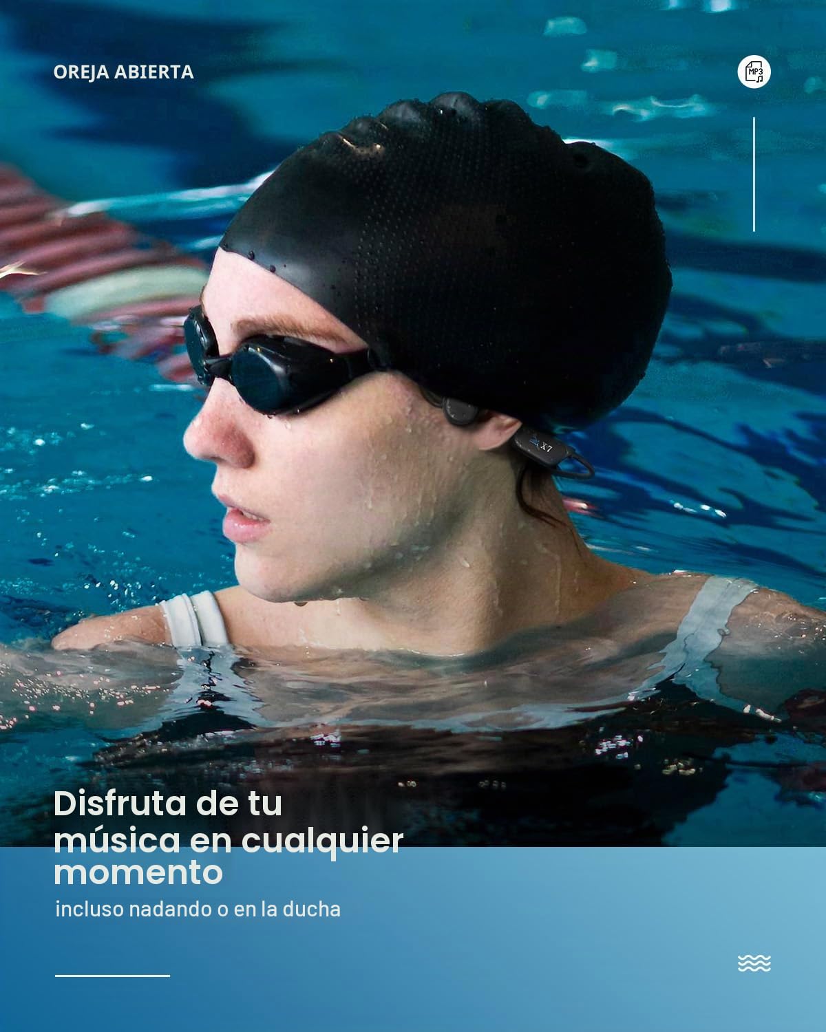 Guudsoud Auriculares de natación de conducción ósea, Bluetooth 5.4 IP68, impermeables, con almacenamiento MP3 de 32 GB, auriculares deportivos inalámbricos de oreja abierta para correr, ciclismo