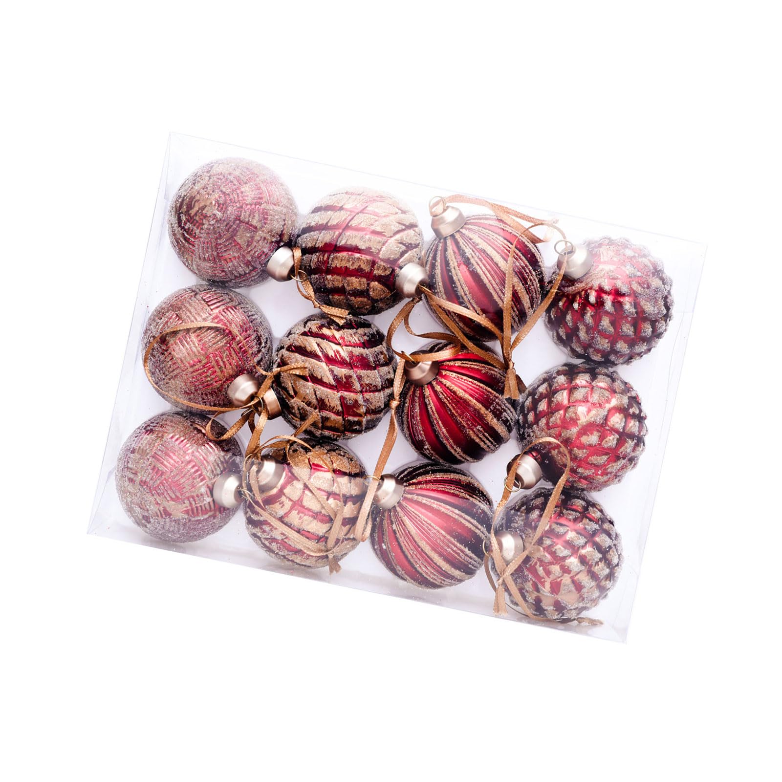 NVOQILIN Collection of 12 Unique Retro Christmas Sphere Decorations to Enhances Your Holiday Cheering Party Hanging Decors Retro Christmas Ornament Set