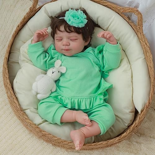 Miniatura 8 de SCOM Reborn Baby Dolls Girl 18 Inch – Full Body Silicone, Realistic Sleeping Newborn, Poseable & Washable, Hand-Rooted Hair, with Accessories, Gift