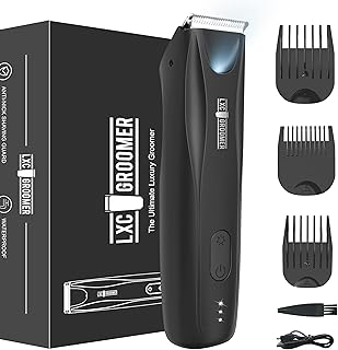 Body Hair Trimmer for Men, Pubic Hair Trimmer Electric with LED Light, Rechargeable Body Groomer Ball Trimmer for Men,Groi...
