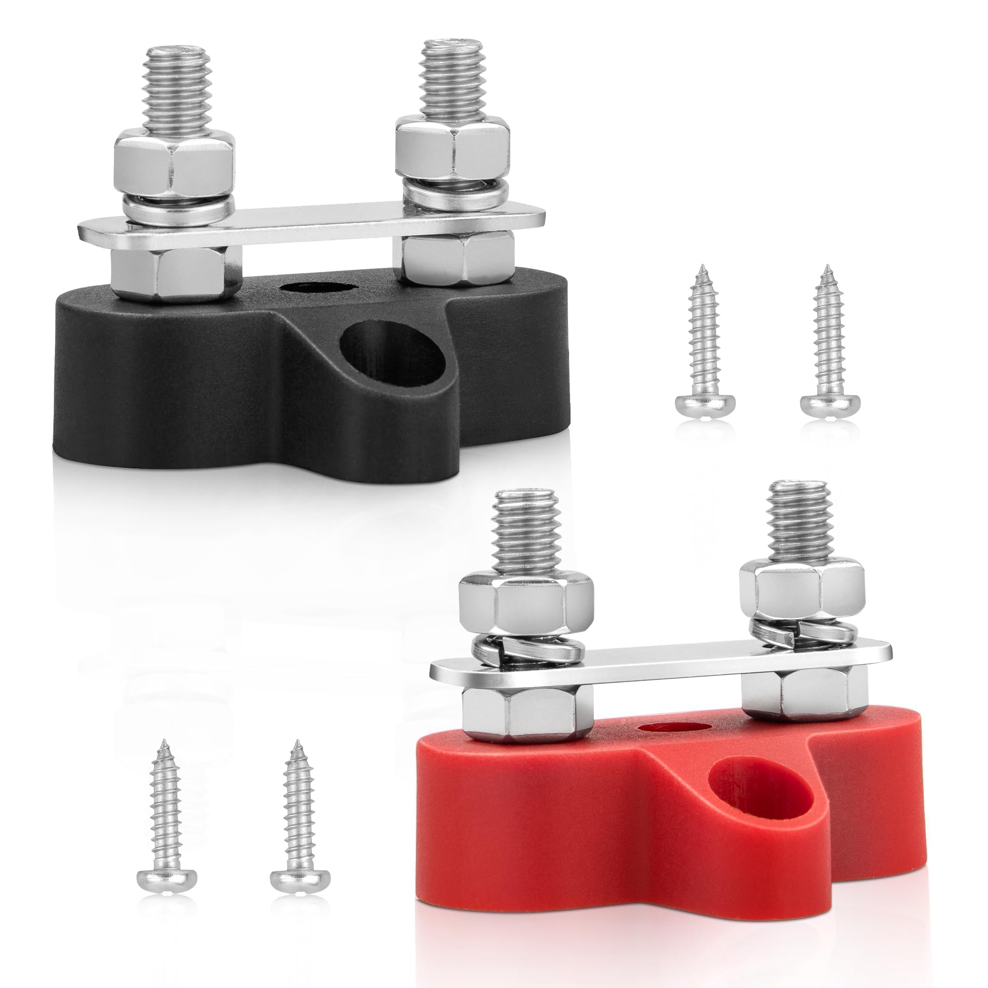 RED WOLF 12V 100A Power Distribution Block 1/4" Dual Stud Busbar M6 Terminal Bus Bar 12 Volt DC Battery Junction Post for Auto Boat Marine Solar