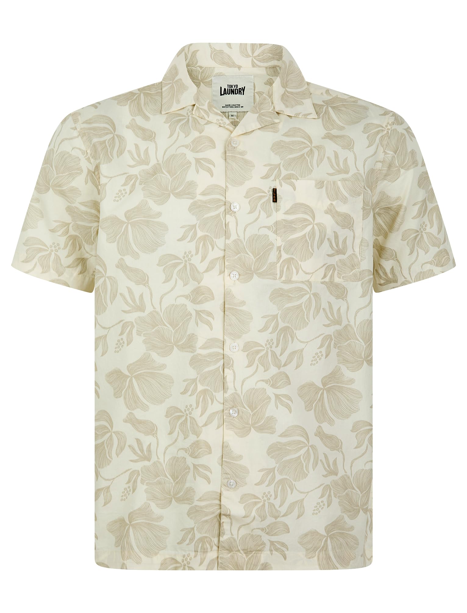 Tokyo Laundry Men's Cotton Floral Print Short Sleeve Open Cuban Collar Hawaiian Shirt