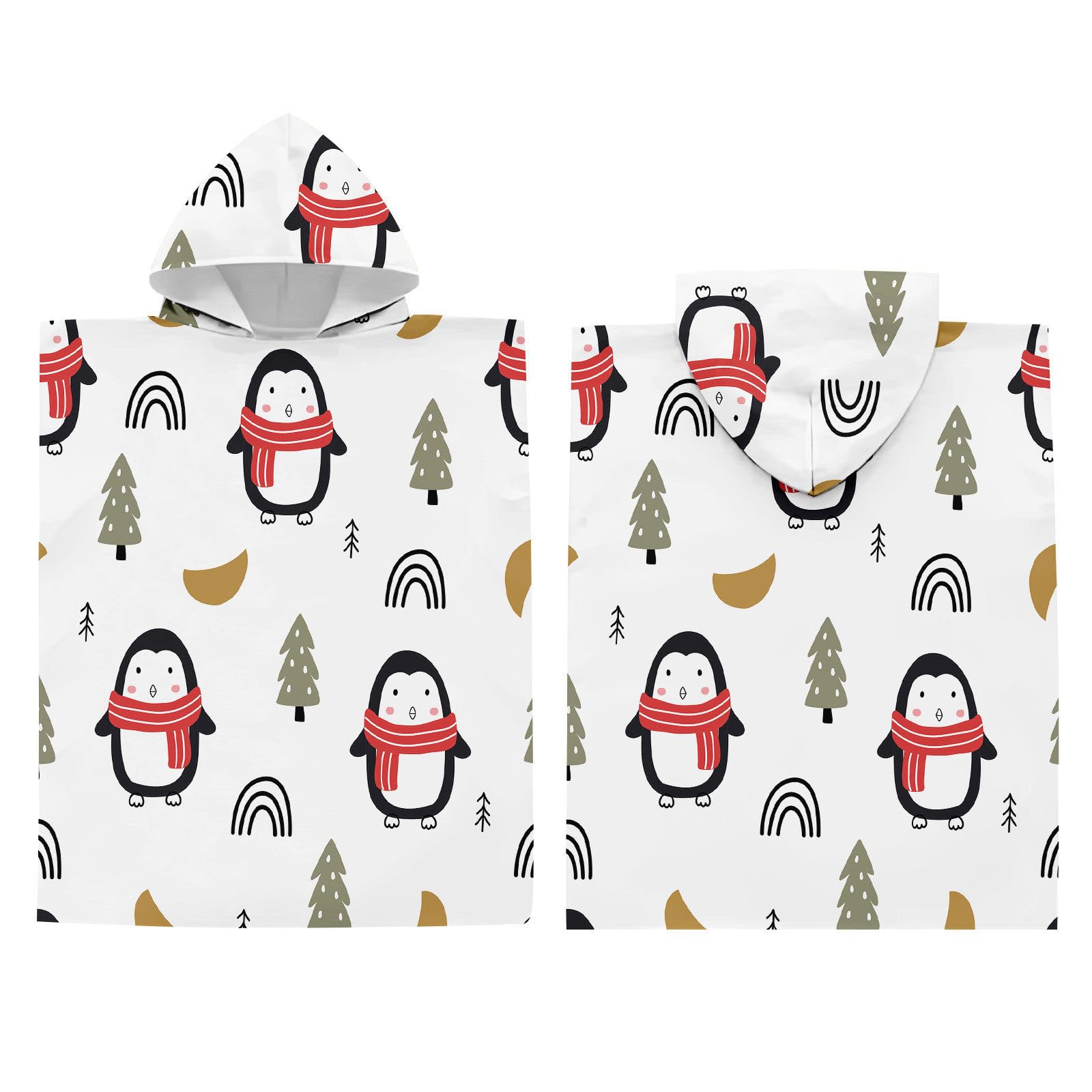 Highdi Poncho Asciugamano Bambino, Motivo Pinguino Telo Mare con Cappuccio Asciugamano Poncho per Ragazza Ragazzo Poncho da Surf Microfibra Poncho da Bagno Asciugamano da Mare (Orso Polare