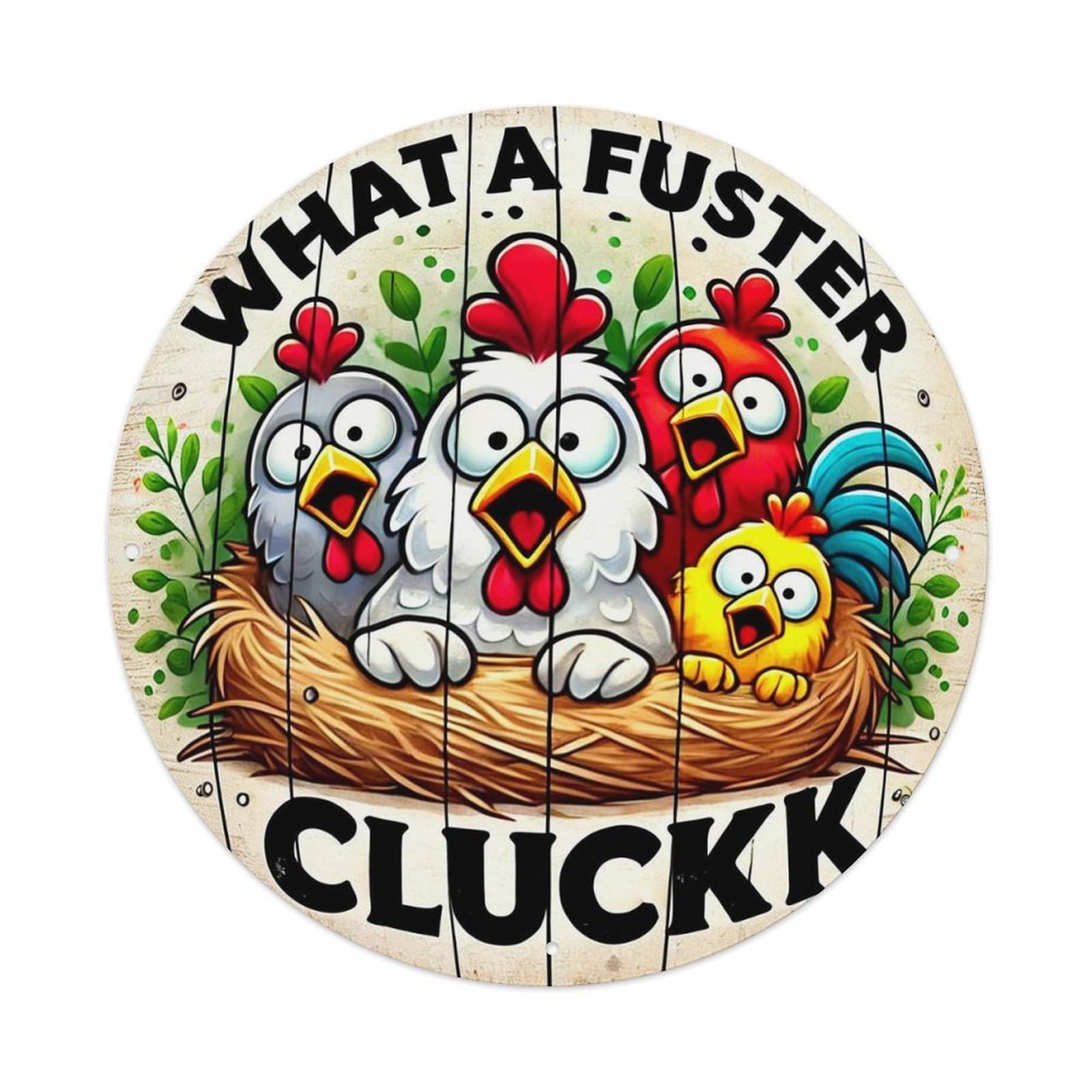 What A Fuster Cluckk Chicken Nest Tin Sign Metal Poster Vintage Metal Signs for Home Man Cave Bar Cafe Kitchen laundry room Wall Decorations 8x8 inches