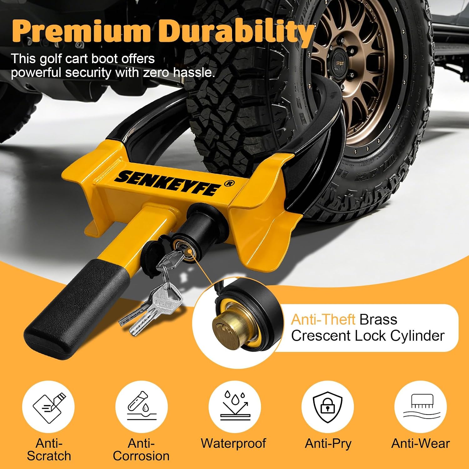 Heavy Duty Trailer Wheel Lock,2-Pack,Yellow+Black