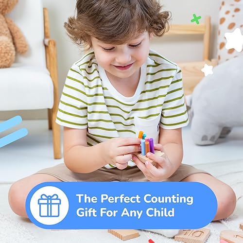 Miniatura 8 de Bimi Boo Tableros de clavijas de conteo y seguimiento de números para niños, juego de juguetes de matemáticas aritméticas montessori de madera para