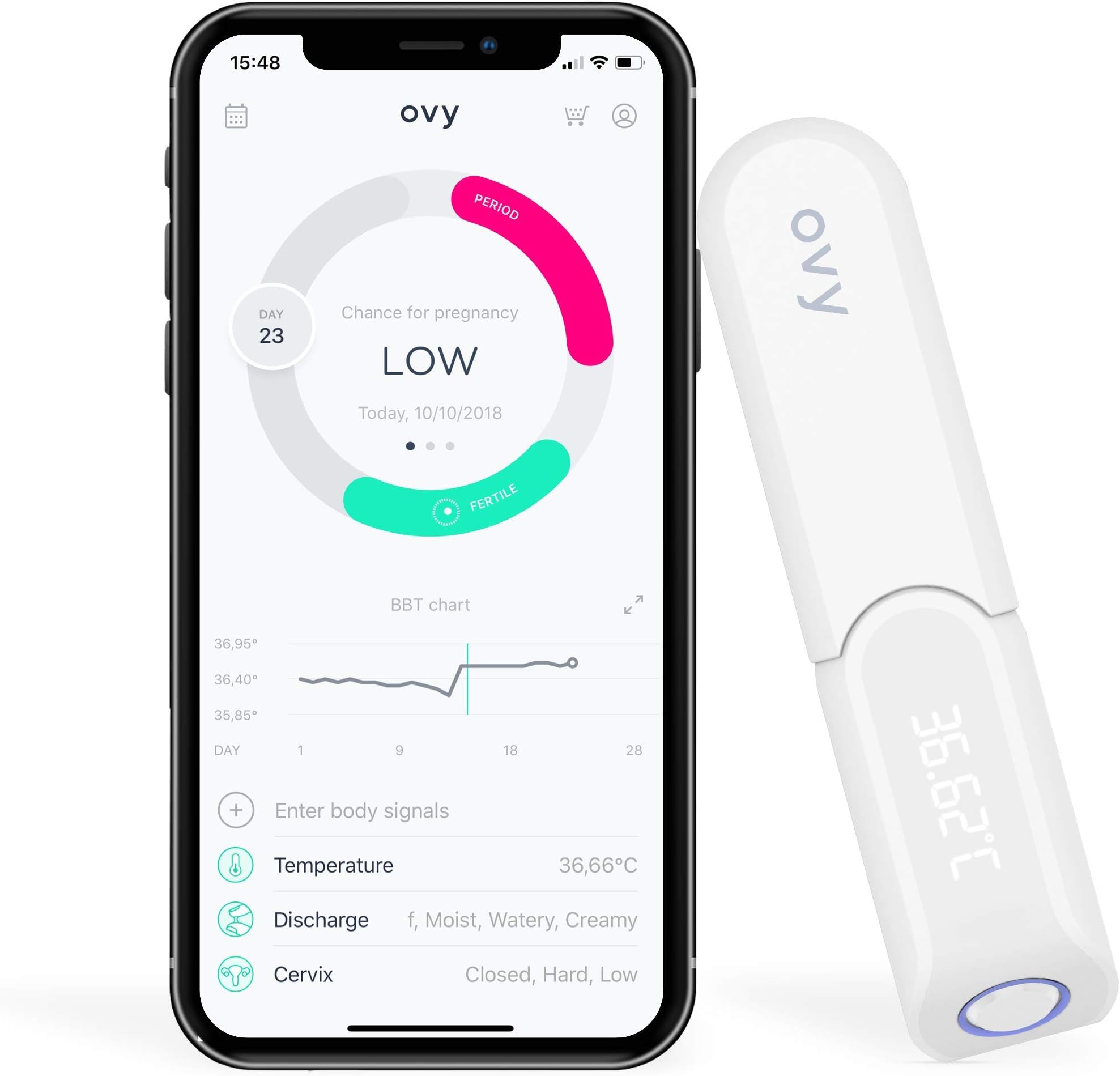 Bluetooth Basal Thermometer for Ovulation Tracking | Free App (iOS & Android) | Natural Family Planning, Fertility Test & Hormone Free Life