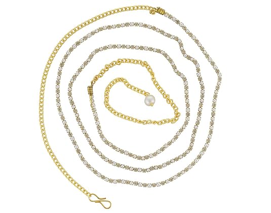 Vama Fashions Pearl & White Stone Fancy Belly Body Chain Hip Chain Waist Belt for Girls