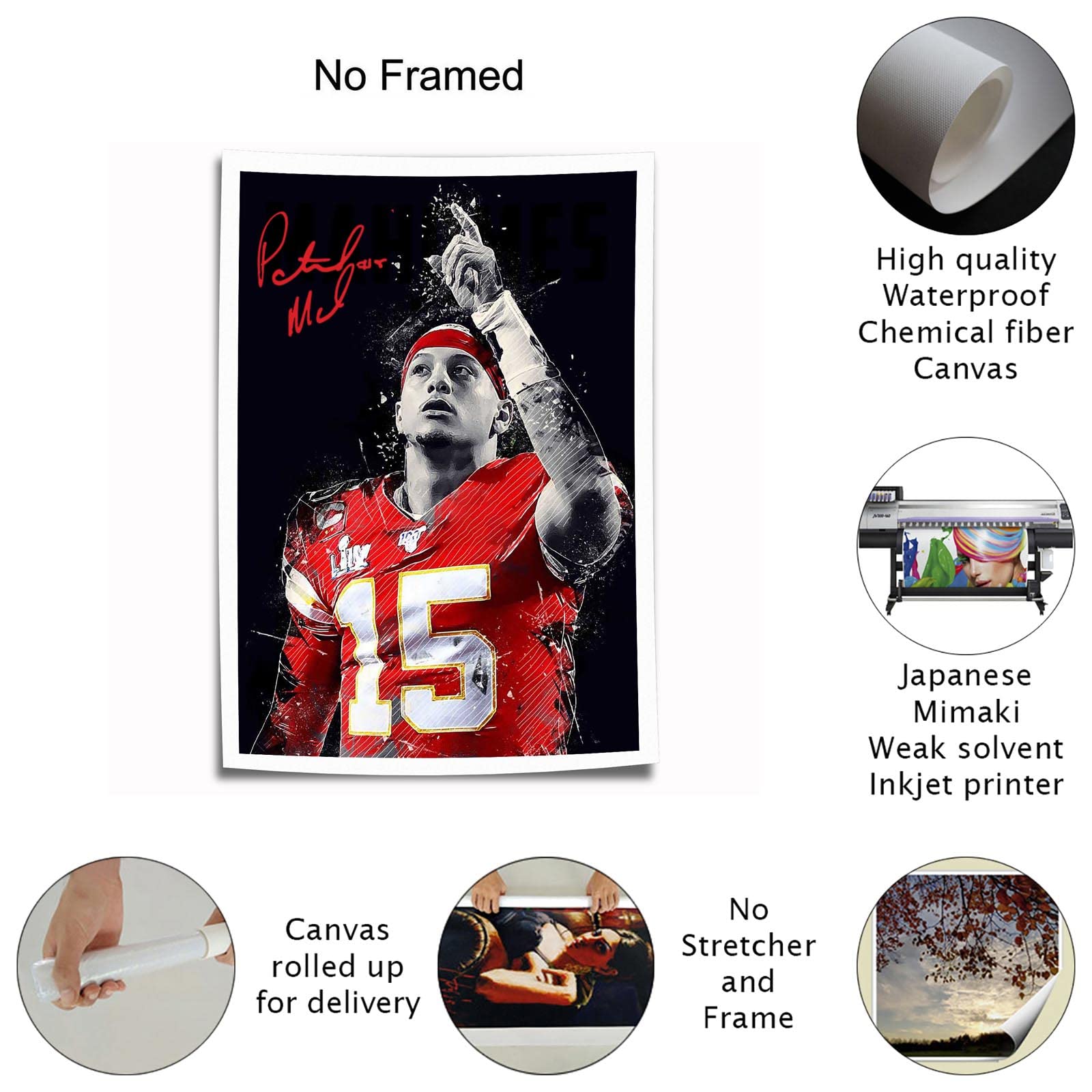マホームズ 額ポスター Amazon.co.jp: Patrick Mahomes ポスター フットボール 写真
