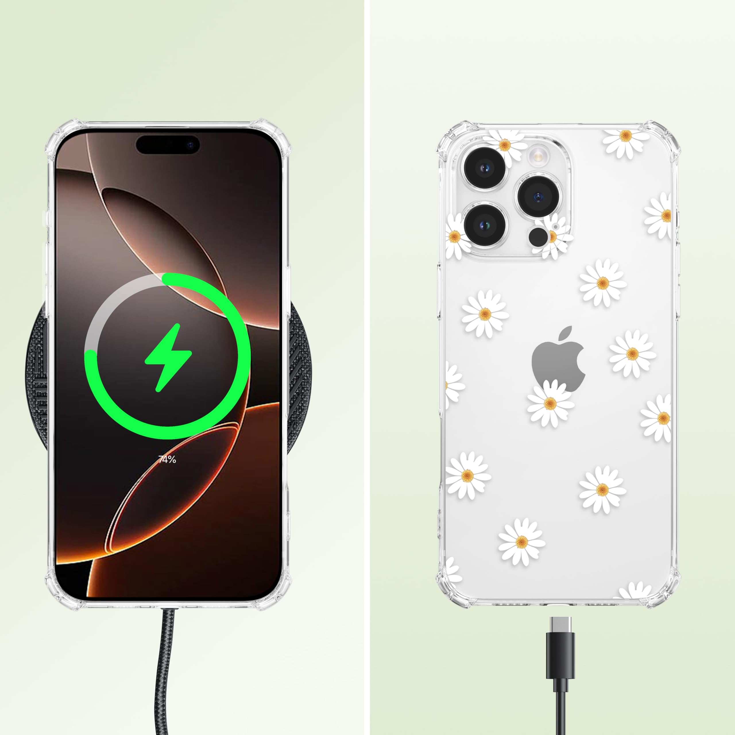ChoosEU Trasparente Custodia per iPhone 16 Sottile TPU Silicone Cover Disegni Colorate Fiore Fiori Motivo per Ragazza Donne Antiurto Protettiva Case Morbido Custodie - Colorata