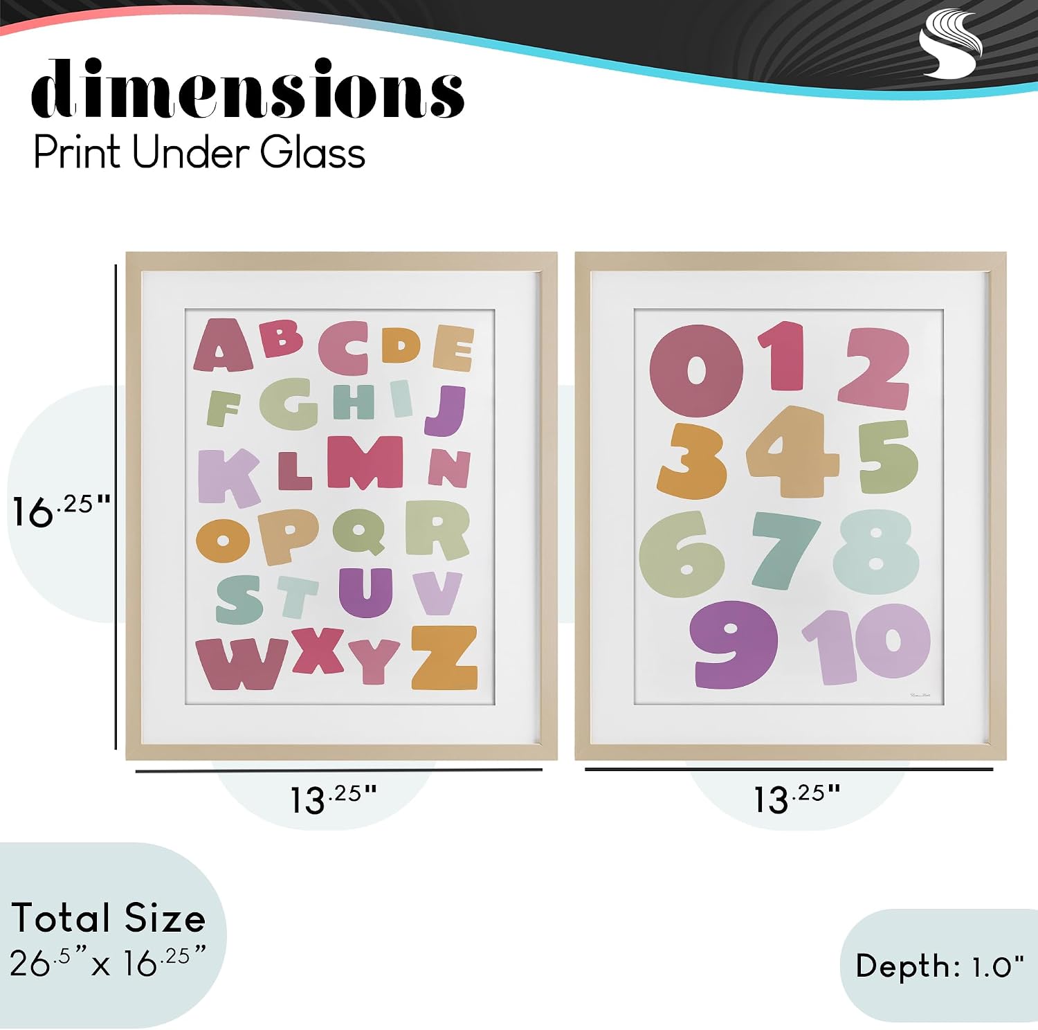 Stupell Industries 'Muted Letters & Numbers Educational', 2pc Framed Print Under Glass Set, Brown, 13 x 16, Ready to Hang Picture Décor, USA Made, By Artist Susan Ball | Stupell Industries · By Susan Ball · Ready to hang · Great for nursery or playroom · Made in USA