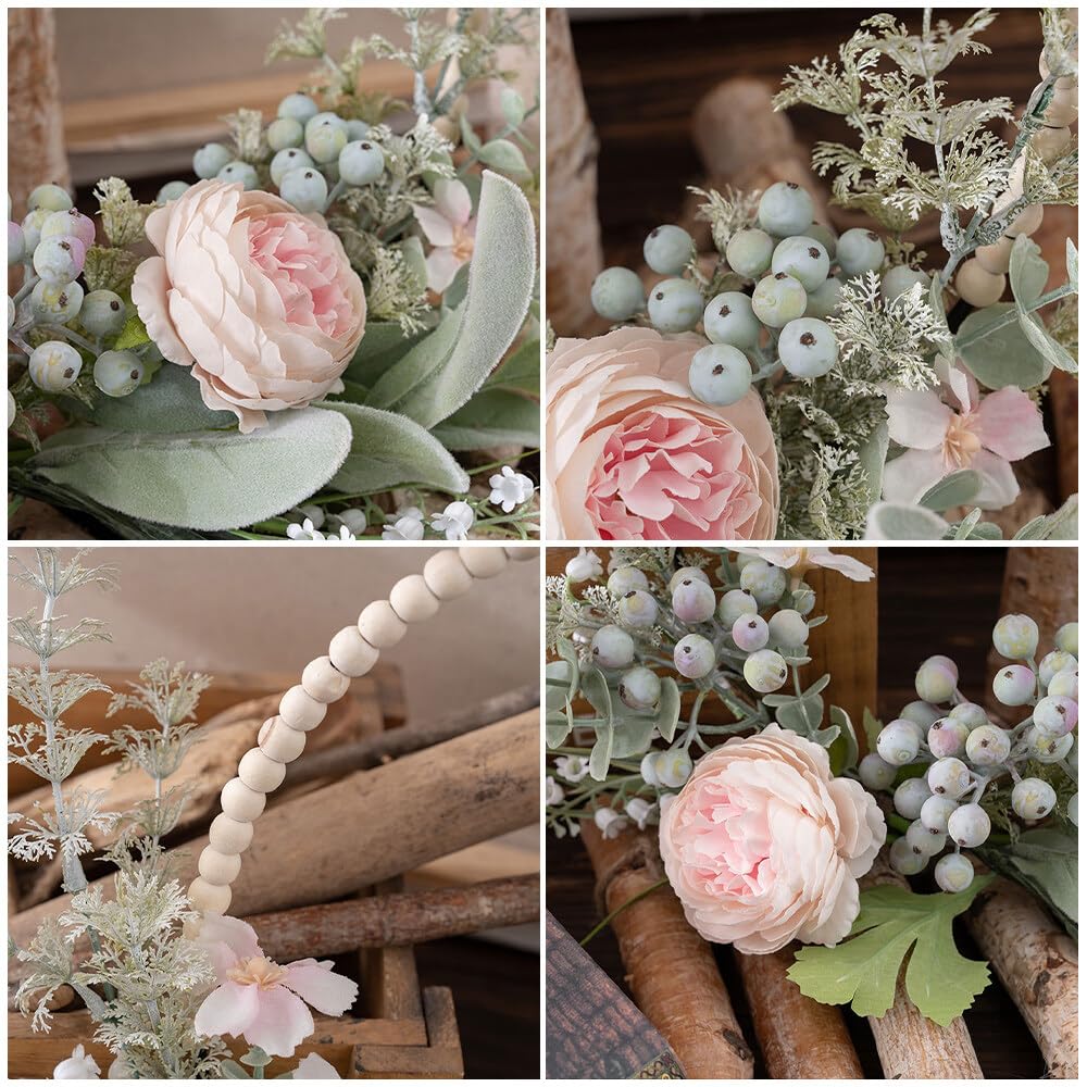 Türkranz Frühling, Trockenblumen Deko Trockenblumen Kranz Türkranz Modern Fensterdeko Hängend Türkranz Trockenblumen Türkranz Personalisiert Für Tür Deko Wanddeko Türkranz Ganzjährig WeißRosa