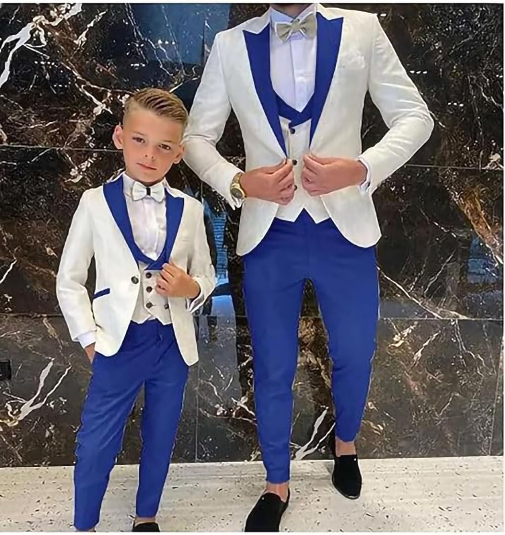 Boys Formal Suit 3 Piece Slim Fit Jacquard Wedding Dinner Blazer Vest Pants Kids Tuxedo Suits - Image 6