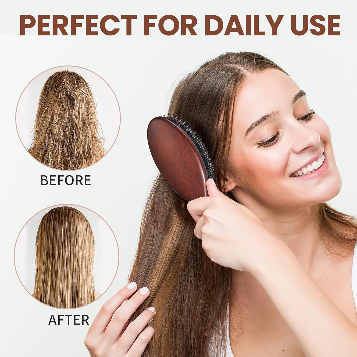 RAVEGO Hair Brush, Boar & Nylon Bristle Brushes for Smoothing Massaging Scalp Detangling Wet/Dry Hair - Image 4