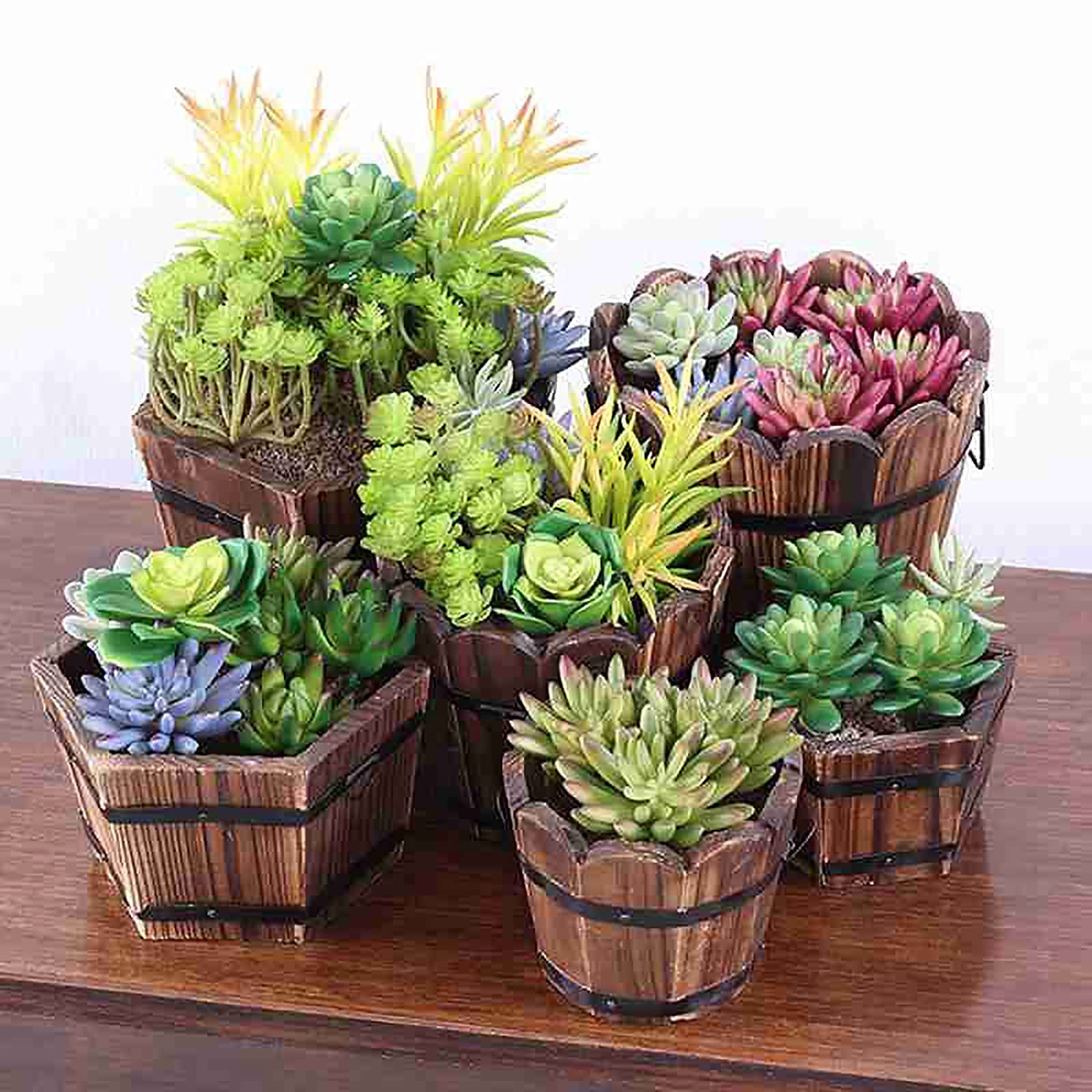 Haofy Vasi Per Succulente In Legno – Fioriera A Forma Di Cactus, Micro Paesaggio, 18,9x13x6 Cm
