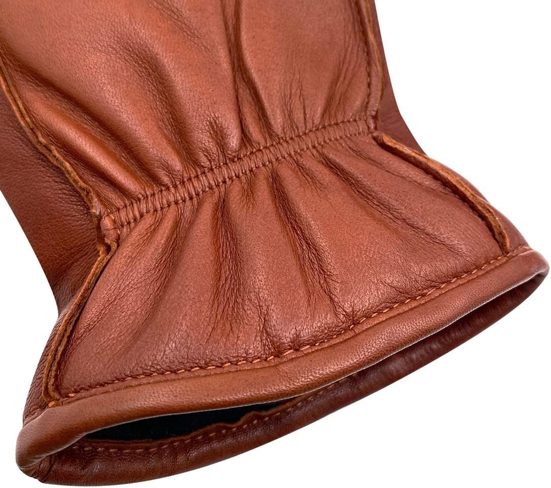 Harssidanzar Thermal Glove Mens Lambskin Outdoor Leather Mittens Gloves Thermolite Lined GM033 - Image 6