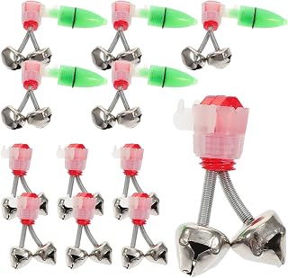 Toyvian 40pcs Fishing Rod Screw Bells with Green LED Night Indicator Dual Alert Bait Alarms for Fishing Poles Easy Vibrating Fish Bite Sound Signal Random Color