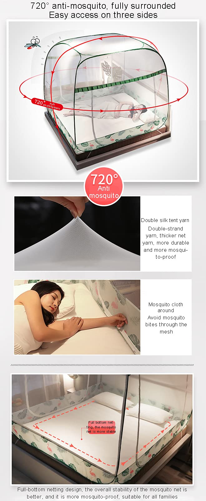 Moskitonetz Für Bett Baldachin Mückennetz Betthimmel Insektenschutz Netz Für Doppelbetten Baby Kid Kinder Daheim Oder Für Die Reise(Size:1.2 * 2m(4 * 6.6ft))