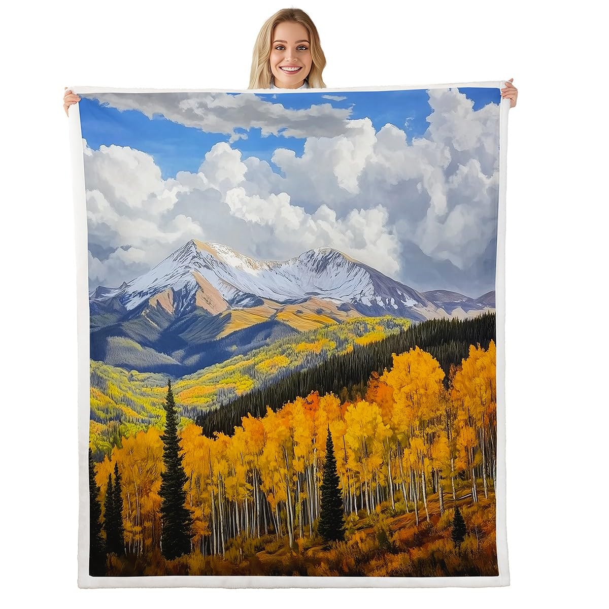 Couverture paysage grand lit en polaire chaude pour affronter l'hiver