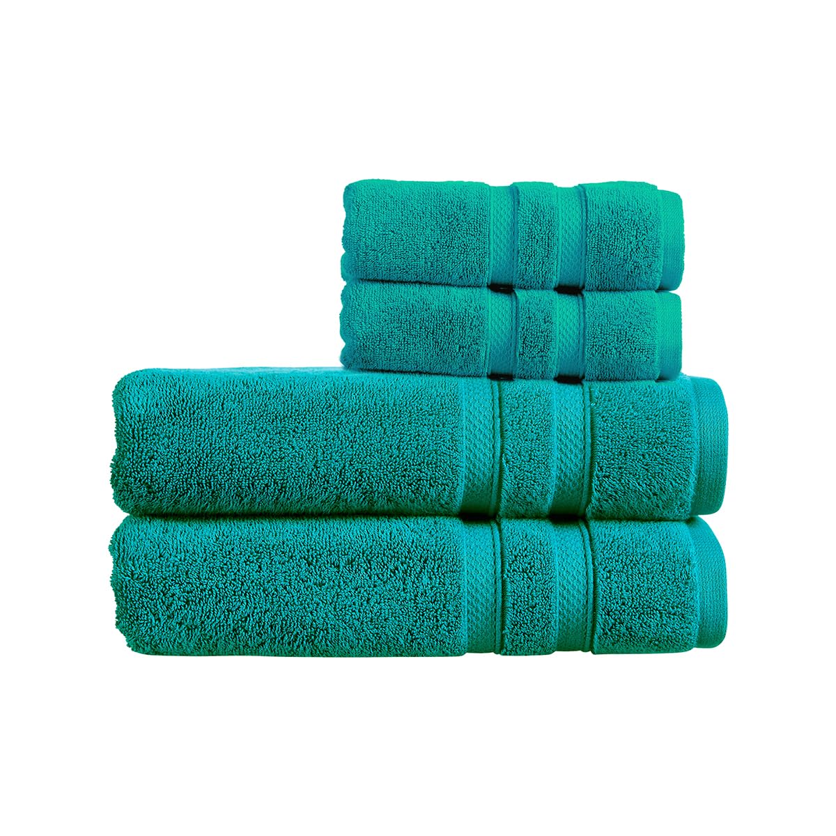 Christy Chroma Bath Sheet Set | Set of 4 | 2 Hand Towels 2 Bath Sheets | Highly Absorbent Heavyweight 675GSM | Bold and Bright | Soft Smooth Shower Towels | 100% Cotton | Vivid Teal — image 1
