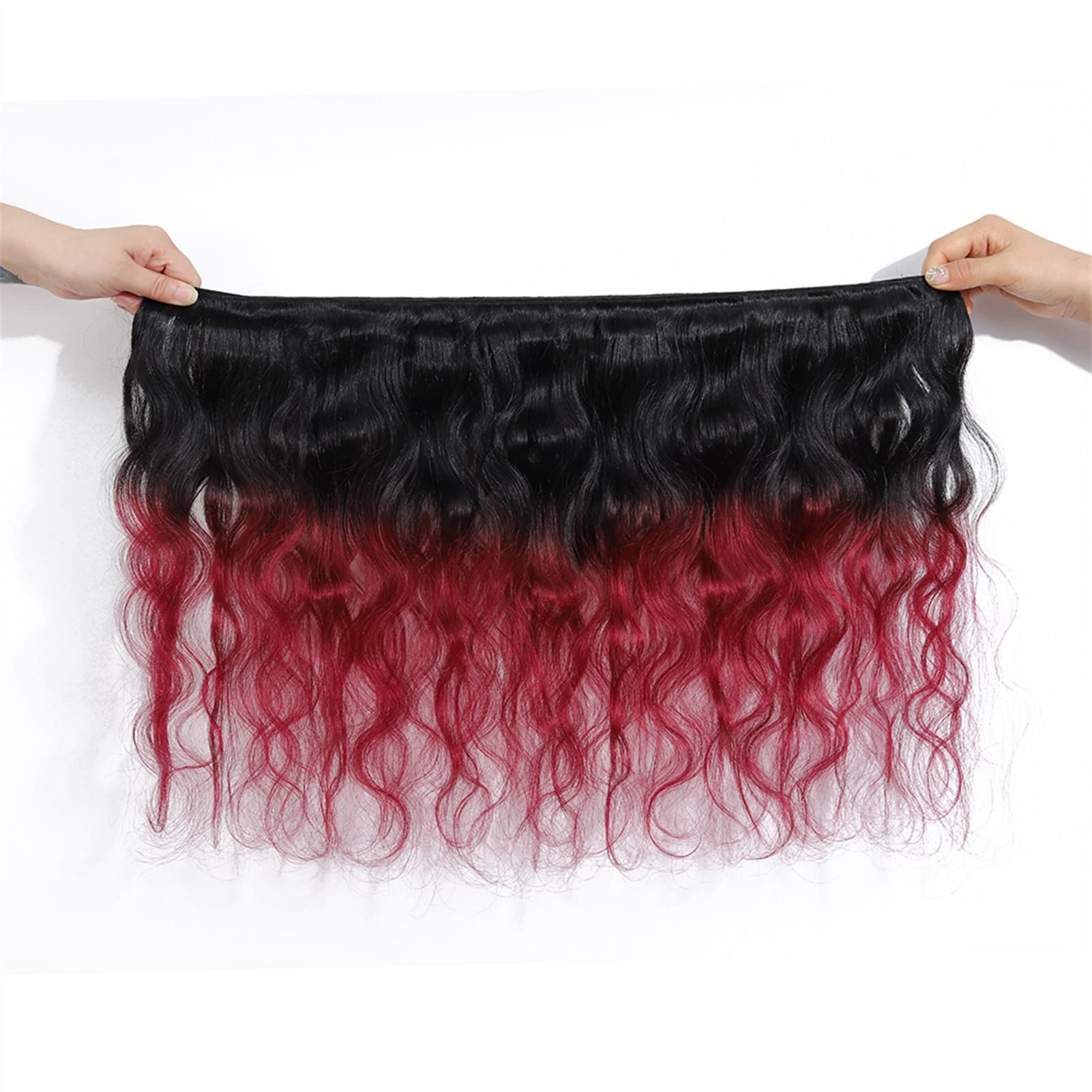 Hair Extensions Body Wave Ombre fasci di chiusura 1B/99J Two Tone Human Hair Weave Borgogna brasiliana Borgogna 3/4 fasci con chiusura di pizzo Remy Hair Weave Extensions Extension Capello Umano(28 28