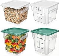 Vista 11 de Lallisa 4 recipientes transparentes de almacenamiento de alimentos de 8 cuartos y 4 cuartos con tapas, asas y escalas, recipientes cuadrados