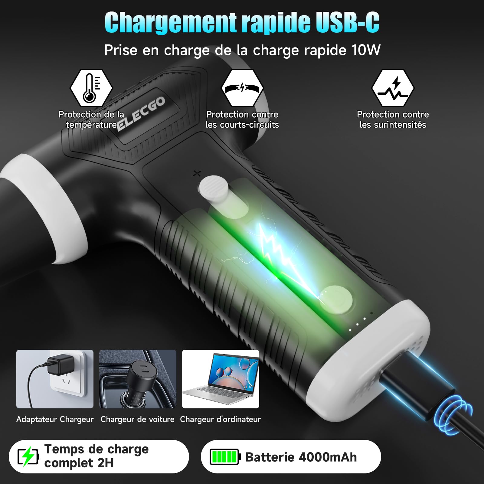 Soufflette Air Comprimé et Aspirateur 2 en 1, 150000 TR/Min Cordless Air Duster, 9000pa Aspirateur électrique avec moteur sans balais, vitesse réglable, Dépoussiérant pour Nettoyage PC, Voiture