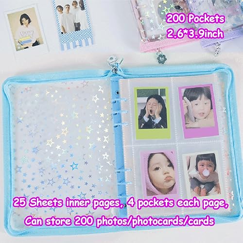 Vista 42 de Kpop Carpeta para tarjetas fotográficas de 3 pulgadas, libro con 50 fundas holográficas para tarjetas y calcomanías coreanas Kpop, álbum de tarjeta