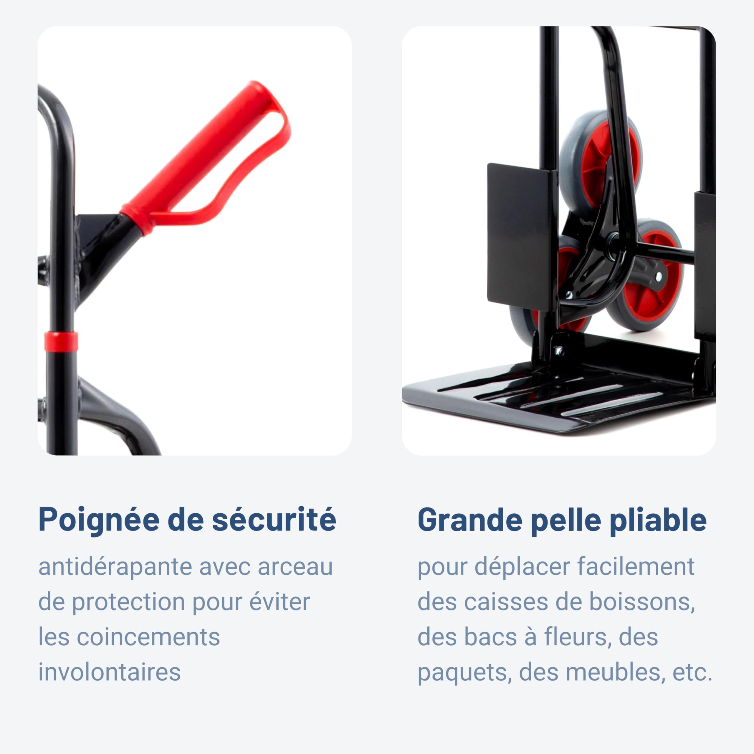 Pallit Diable Monte-Escalier Pliable 3 Roues 120 kg - Chariot Escalier