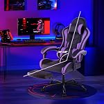 Chaise de jeu avec repose-pieds, chaise de jeu ergonomique style course réglable hauteur haut-arrière PC Chaises d'ordinateur, Chaises de jeu vidéo avec siège pivotant à 360° et appuie-tête, violet noir