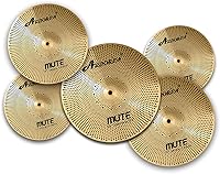 Vista 13 de Paquete de platillos de bajo volumen con juego de silenciadores negros de 25,4 cm splash + 35,6 cm hi-hat + 40,6 cm crash + 45,7 cm crash + 50,8 cm