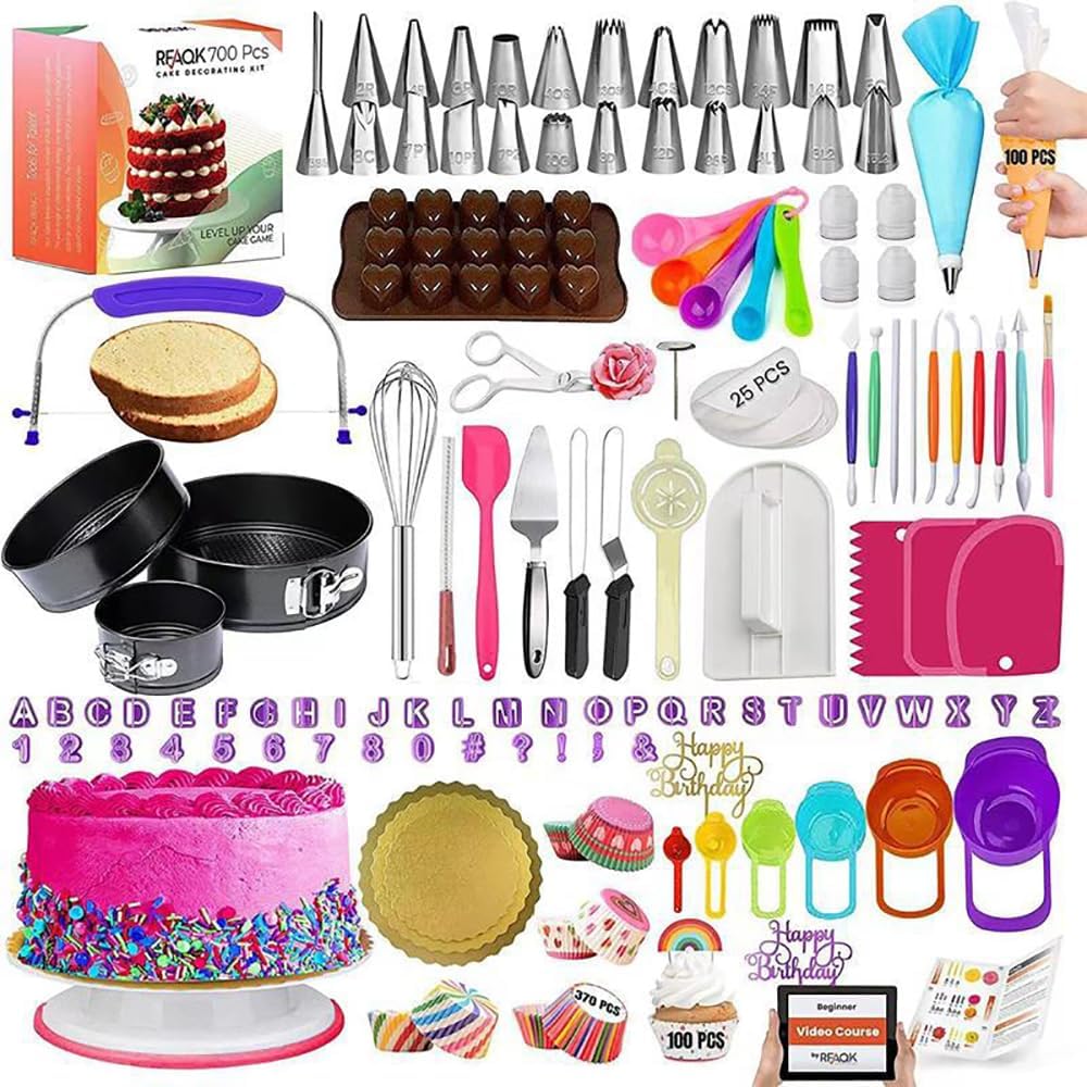 Kit Pâtisserie 255 Pièces Vlecex – Plateau Tournant, Poches à Douille, Douilles Inox, Accessoires Décoration Gâteaux