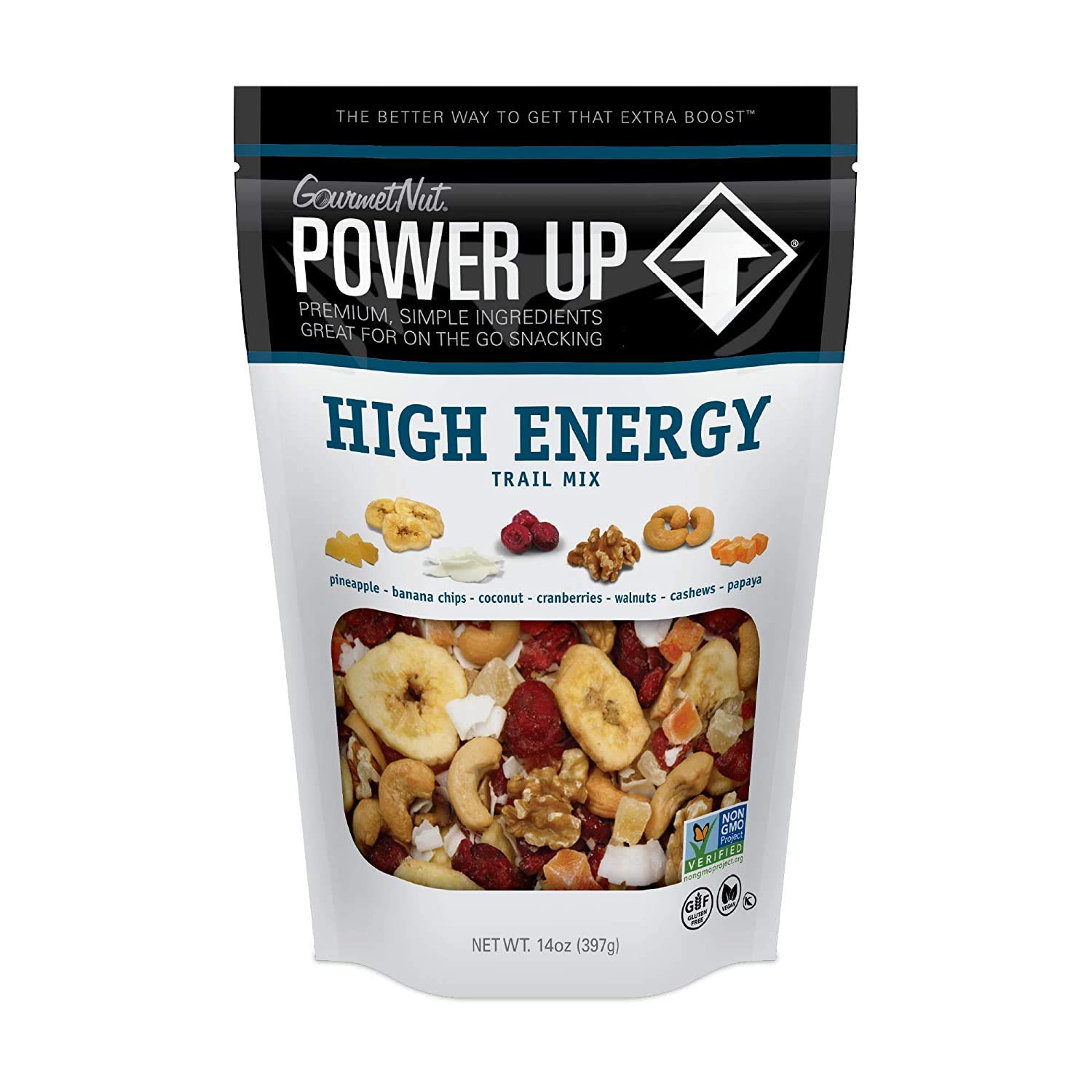 Power Up Premium Trail Mix - High Energy Trail Mix 14oz, Gluten Free, Vegan, Non-GMO