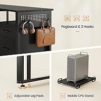 Vista 7 de Escritorio ejecutivo de 71 pulgadas con tomas de corriente, escritorio reversible en forma de L con cajones de archivos y estantes de Negro