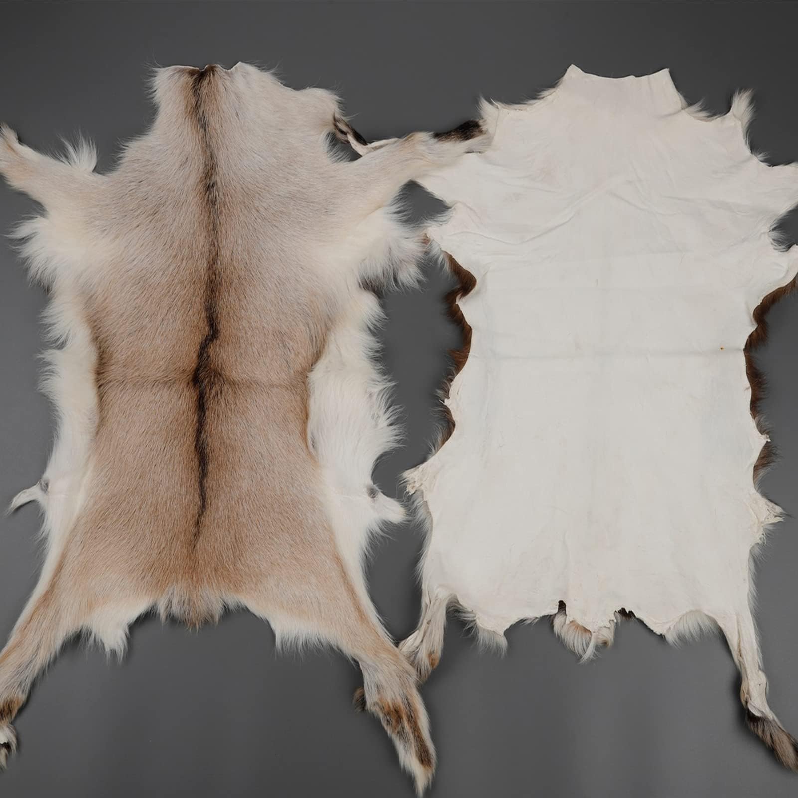 Natural Tanned Antelope Fur Pelts Goat Hides Sheepskin Leather Fur Rugs Handbag Scarf Clothing Accessories (Light Brown, Length: 15.7-26 in, Width: 11.8-21.6 in),1 pcs