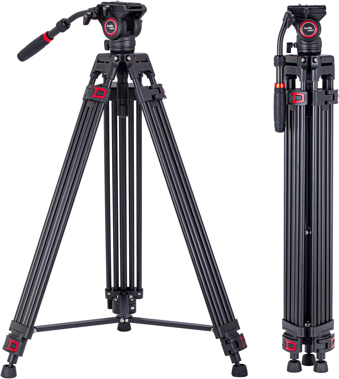 Avella VH501 Video Tripod System,72 inch Professional Heavy Duty Aluminum Tripod, with Detachable Fluid Drag Pan Tilt Head