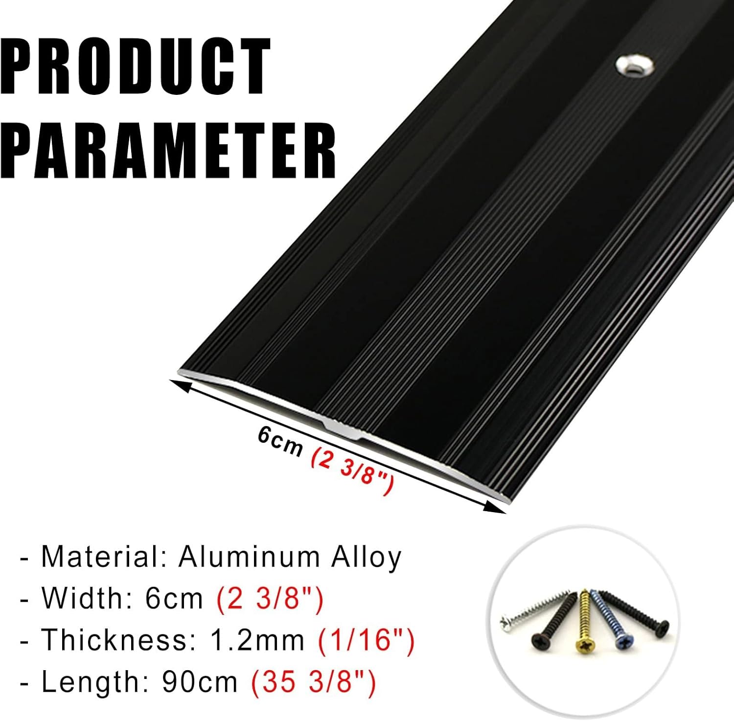 Extra Narrow Metal Floor Divider Cover Transition Strip Wood to Tile Strip s,Gap ing Aluminum Alloy,Multi-Functional Reducer Threshold Carpet Lvt/Vinyl/Laminate (Color:Black)