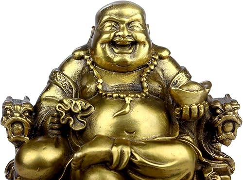 Miniatura 7 de BRABUD Feng Shui - Estatua de Buda sonriente hecha a mano sentado en la silla del emperador, escultura para el hogar, interior y exterior, adorno