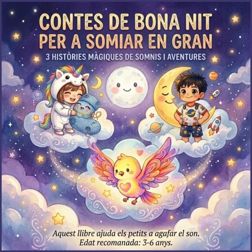 Contes de Bona Nit per a Somiar en Gran: 3 Contes infantils relaxants per a nens i nenes de 3 a 6 anys. Rutines de son, superar pors i estimular la imaginació.