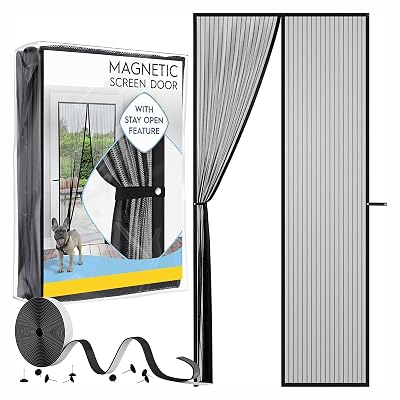 SNAPTRON UPGRADED Magnetic Mosquito Net for Door Screen Door Mesh- with STRAP Door Nets Size 38 x 82 inch Fiberglass Doo
