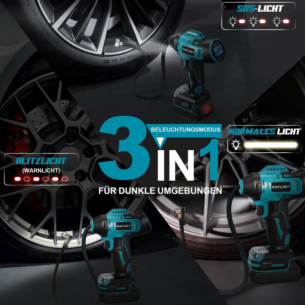 Akku Kompressor für Makita LXT-18V-Akku, 11 Bar/160PSI Luftkompressor Akku mit Automatische Abschaltung, Elektrische Luftpumpe für Auto, Motorrad, Fahrrad, Bälle (ohne Akku)