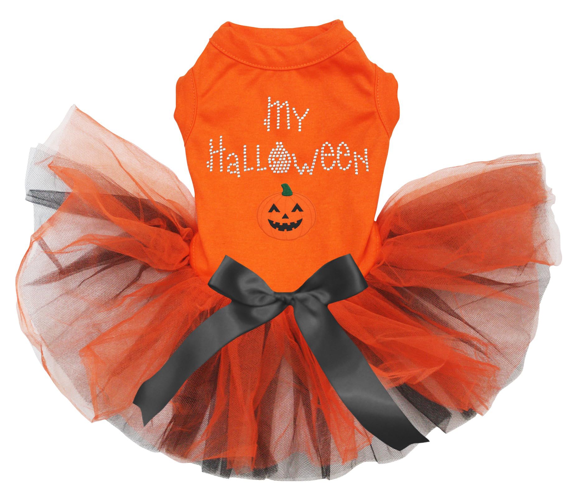 Robe citrouille pour chien aux finitions soignées orange et noir M