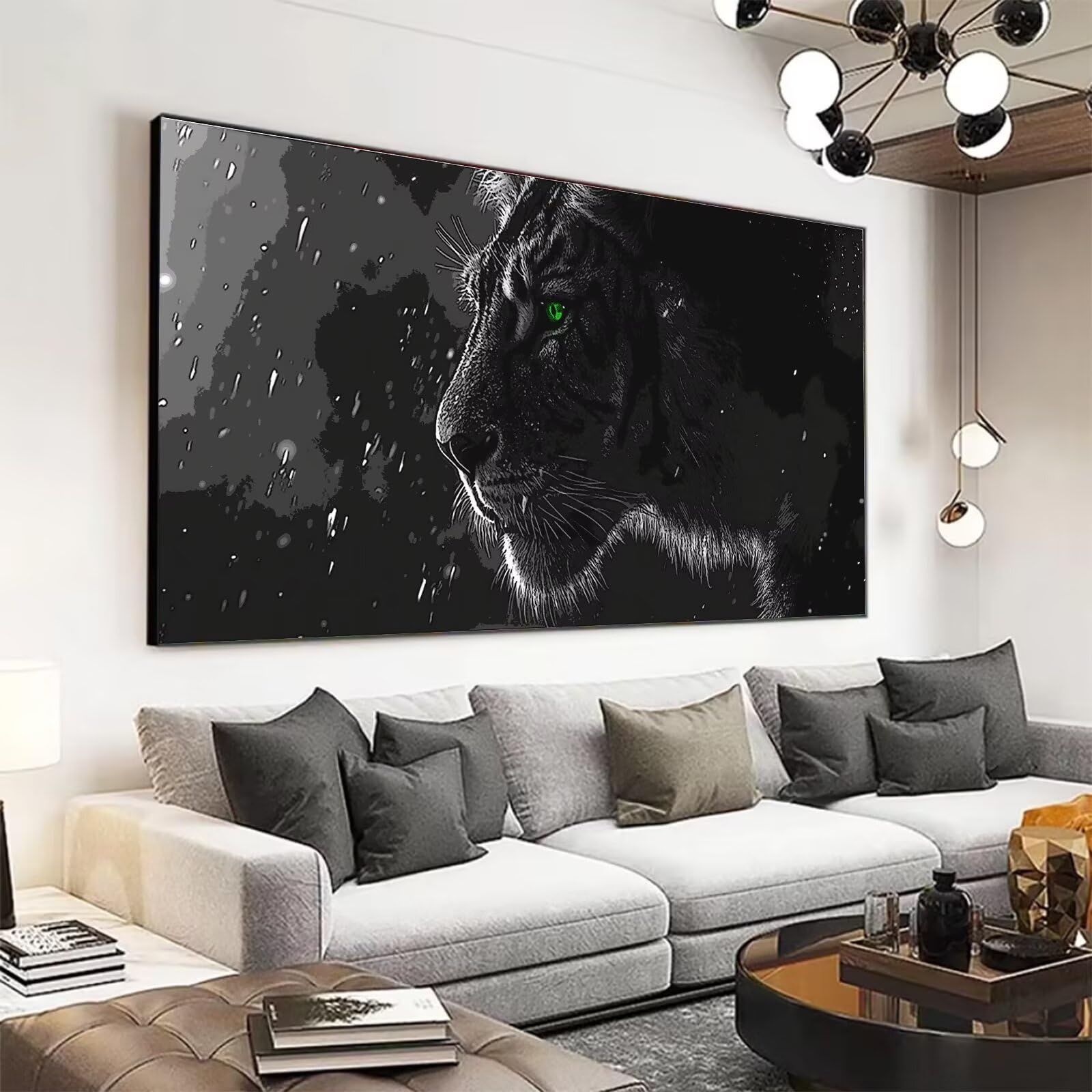 Peinture Numero Adulte Tigre Peinture Par NuméRos Grand Format Animal Loisirs CréAtifs Adultes Enfant DIY NuméRo D'Art Complet Kit DéButants ,Cadeau GarçOns Filles 3+ Ans, Sans Cadre 90x180cm M-716