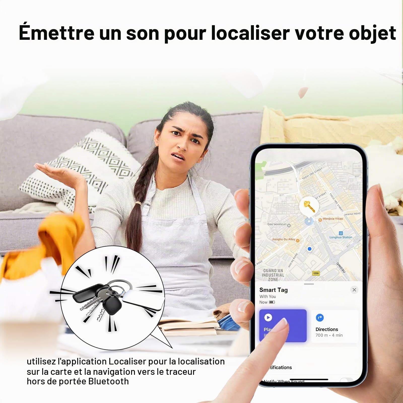 2PCS Android Smart Tag Traceur Tag Fonctionne avec l’app Google Localiser, Traceur Localisateur D’Objets Bluetooth pour Bagages/Sacs/Clés/Portefeuilles/Vélos
