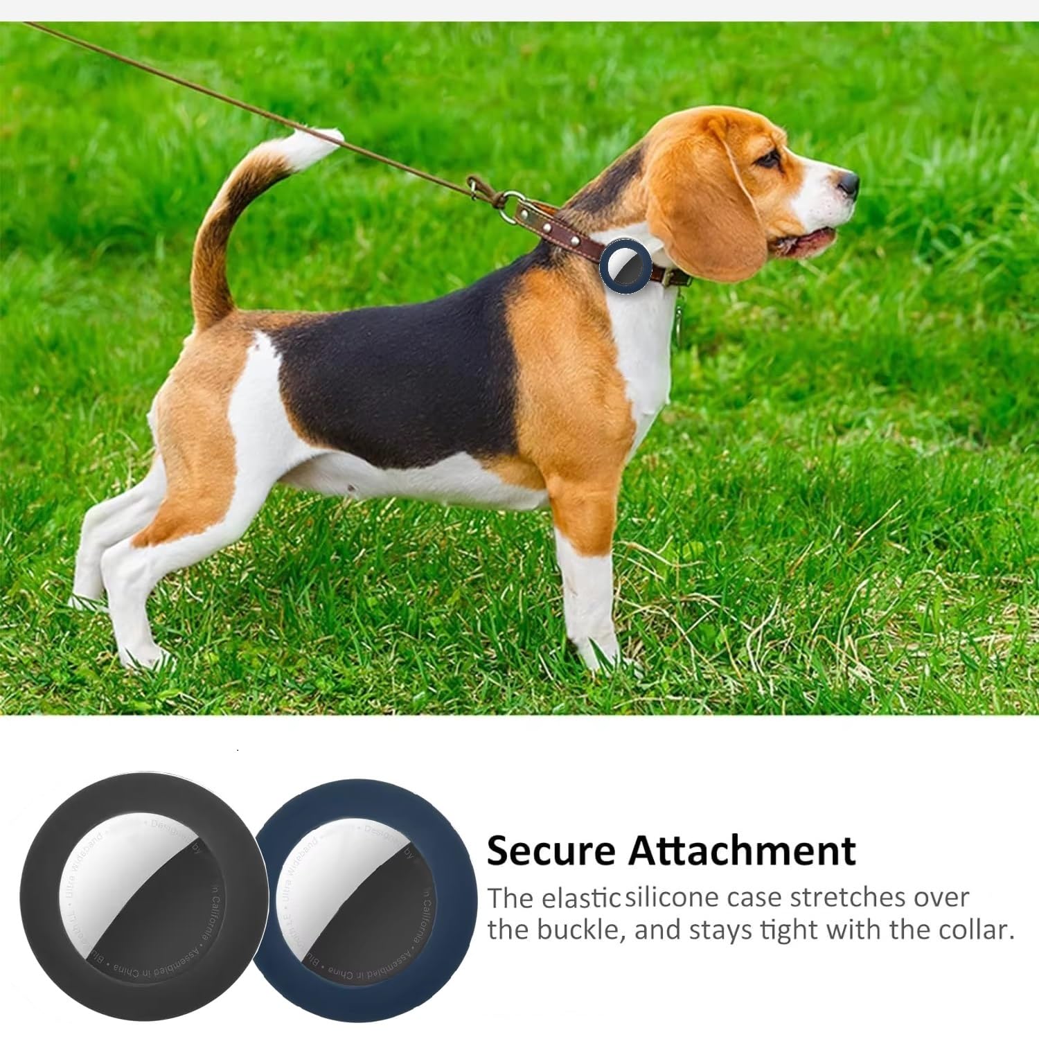 Premium Silicone Airtag Case (2 Pack), Anti-Loss Holder for Cat & Dog Collars, Compatible with Apple Airtags (Blue/Black) - Image 4