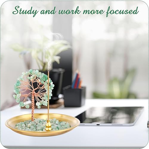 Miniatura 5 de Zhehao 4 soportes de incienso de cristal para palos para mamá, hija, abuela, amiga, árbol de dinero, quemador de incienso curativo, piedra de