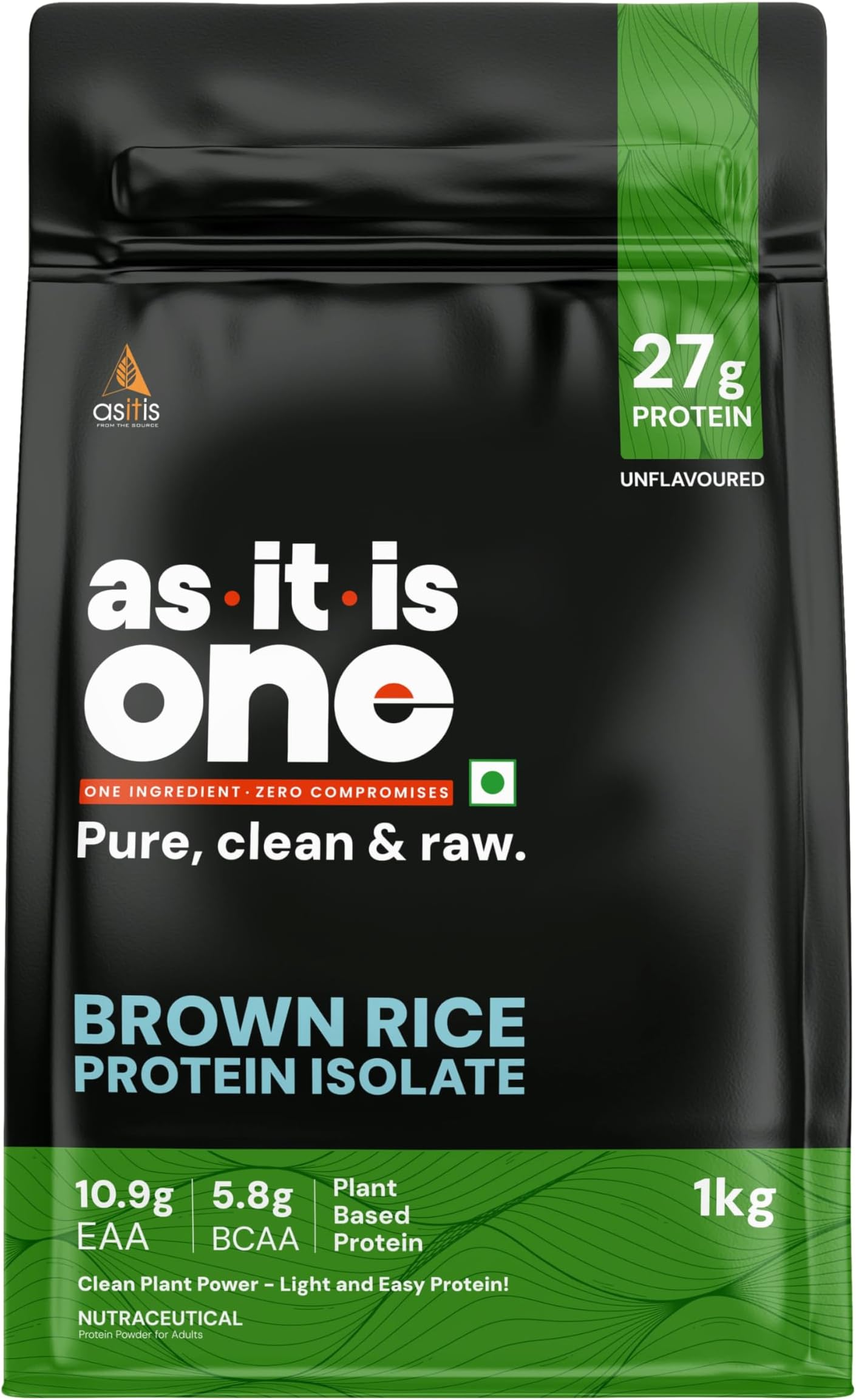 AS-IT-IS One Brown Rice Protein - Clean Single Ingredient, Unflavored, 1kg, Easy to Digest, Supports Muscle Recovery & Growth, Ideal for adults of all ages