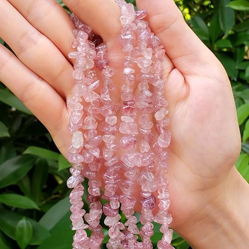 Miniatura 5 de Adabele GZ1-12 - 1 hebra de piedras preciosas curativas de cuarzo fresa natural, forma libre suave de 0.197-0.315 in, cuentas de piedra sueltas de