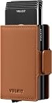 VULKIT Titulaire de la carte de crédit RFID Blocking cuir Automatique Pop Up Wallet Magnetic Wallet Double Case pour hommes et femmes Croix Noir